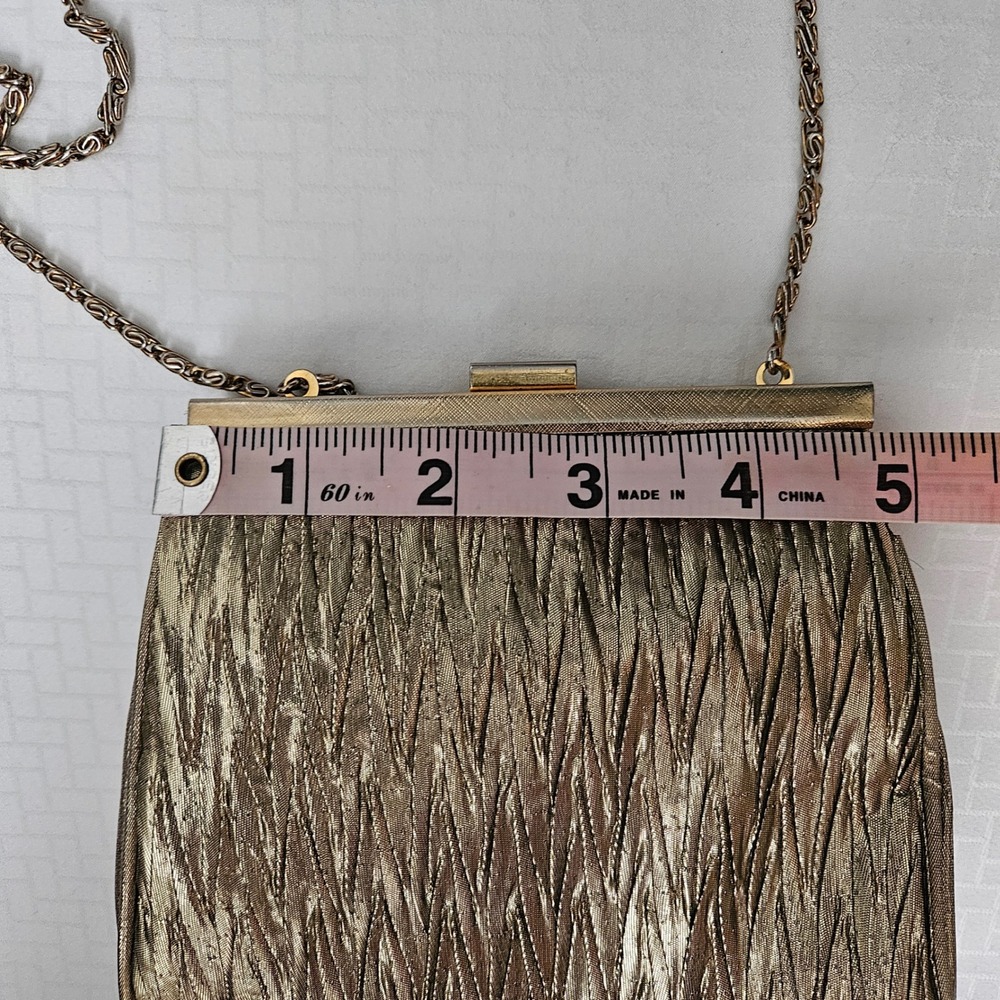 Vintage 60s La Regale Gold Metallic Evening Crossbody Hand Made Gold Chain Prom - Picture 6 of 9